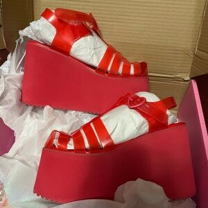 Red Jelly Platform Sandals